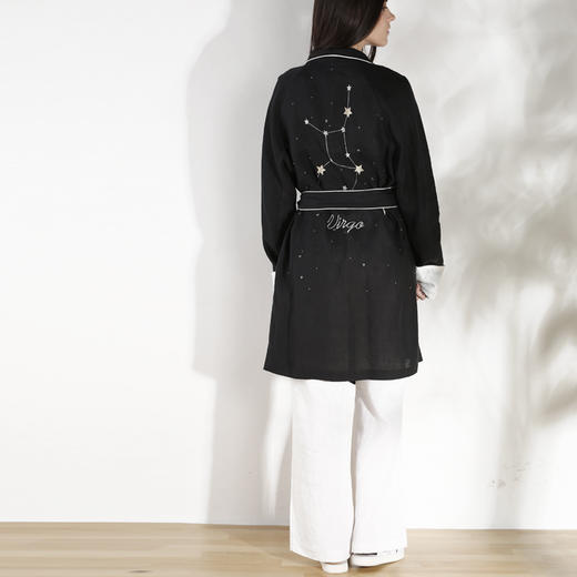 LEEWAY·谢 设计师原创品牌 星夜系列 100%麻 长袍款睡衣 商品图5