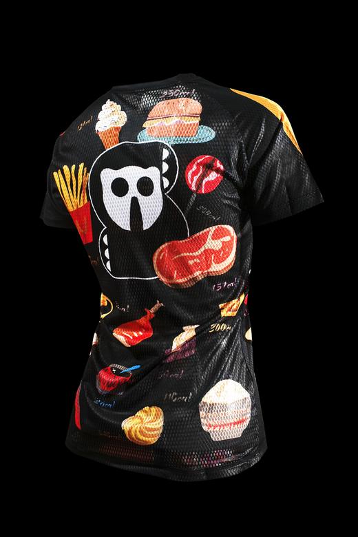 严素跑步TEE,卡路里,女款,黑/粉色,轻量 短袖T恤 速干快干 ,严素态度 吃货 商品图3