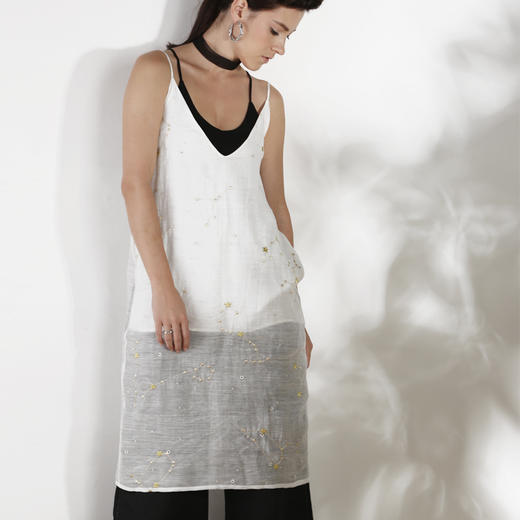LEEWAY·谢 设计师原创品牌 星夜系列 100%麻 吊带罩衫套装 商品图5