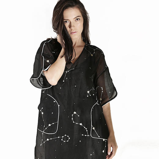 LEEWAY·谢 设计师原创品牌 星夜系列 100%丝麻  罩衫 商品图0