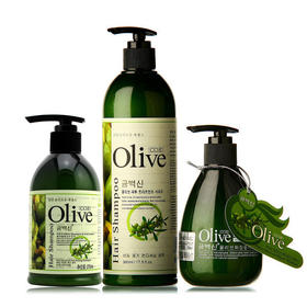 【洗发水】 韩伊橄榄柔顺滋养洗发露护发素三件套装 洗发水 弹力素洗头水