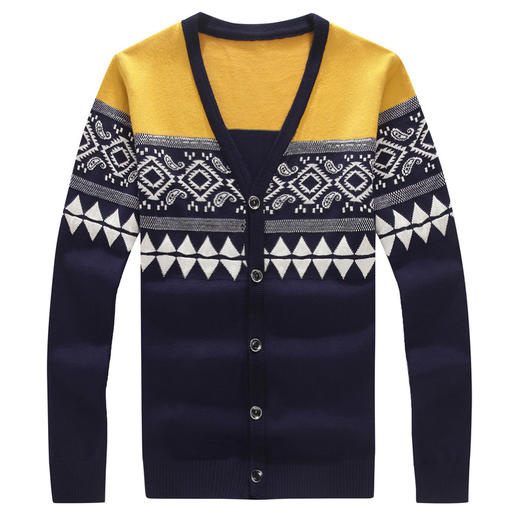 【服饰鞋包】秋季民族风男士圆领毛衣加肥加大码男式开衫针织衫胖子男装 商品图0