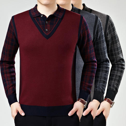 【针织衫男】秋冬羊毛衫男士毛衣加厚针织开衫男装v领外套老年秋冬毛线衫 商品图0
