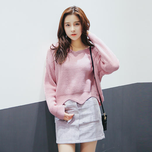 【服饰鞋包】东大门新款韩版纯色女士套头毛衣女式秋冬短款宽松针织衫 商品图0