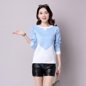 【服饰鞋包】秋冬韩版毛衣拼色保暖修身套头打底针织衫潮女装