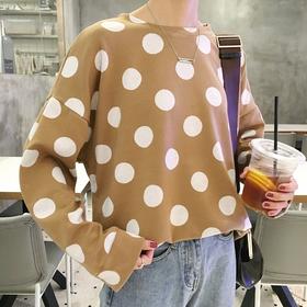 【上衣】秋冬新款韩版显瘦波点宽松卫衣T恤打底衫女装