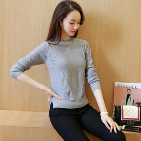 【服饰鞋包】秋冬新款毛衣套头宽松显瘦圆领韩版百搭针织衫纯色打底衫