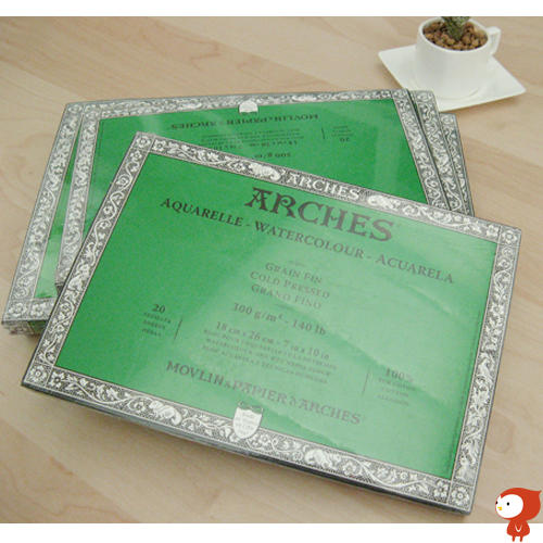 法国canson康颂arches阿诗手工水彩本300g四面封胶中粗纹细