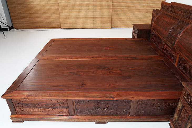 大红酸枝交趾黄檀锦地菩提弧背高低床