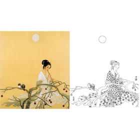 工笔传统仕女人物白描底稿-斗方小品册页-ZV08