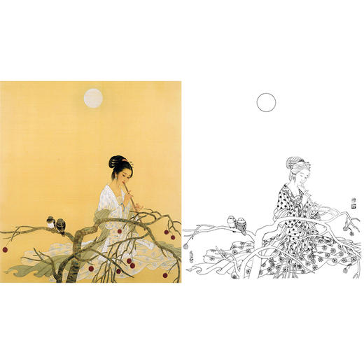 工笔传统仕女人物白描底稿-斗方小品册页-ZV08 商品图0