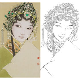 竖幅工笔人物白描底稿-其他人物-戏曲人物-ZV02