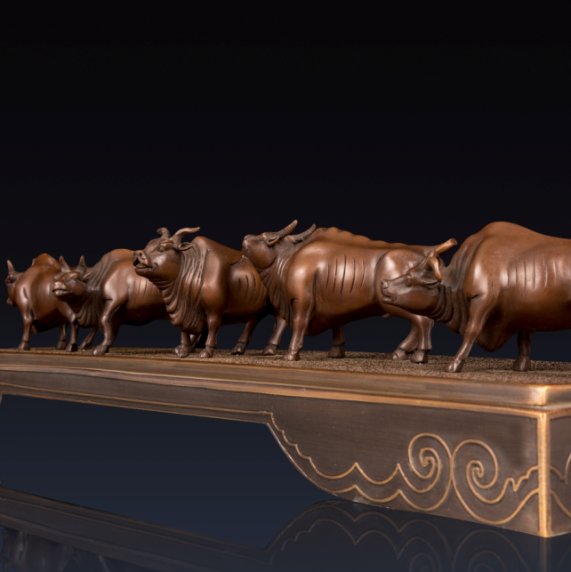 朱炳仁铜铸《五牛图》中国牛 真牛