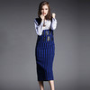 【服饰鞋包】半身裙子 欧美条纹背带长裙 女士半身裙 商品缩略图0