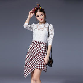 【服饰鞋包】欧洲站秋冬季女装新款潮流个性不规则格子包裙半身裙短裙