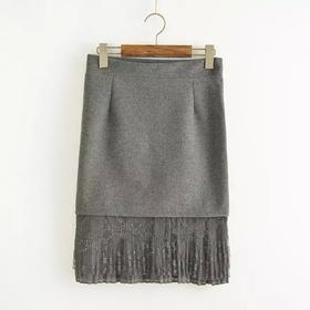 【呢子裙】欧洲站秋冬新款时尚女式呢子蕾丝花边半裙修身显瘦包臀半身裙