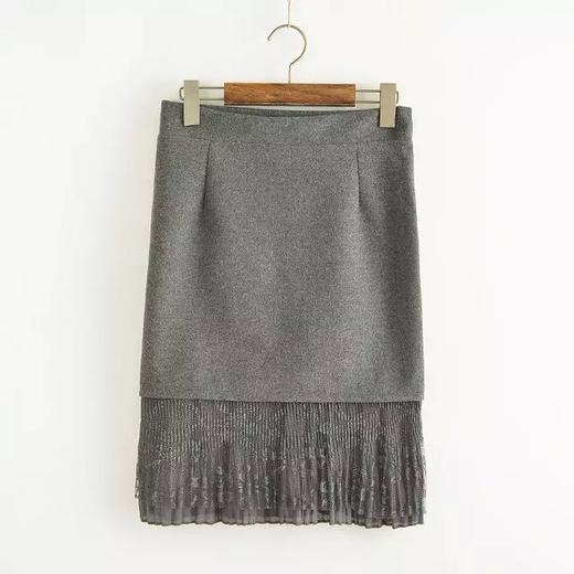 【呢子裙】欧洲站秋冬新款时尚女式呢子蕾丝花边半裙修身显瘦包臀半身裙 商品图0