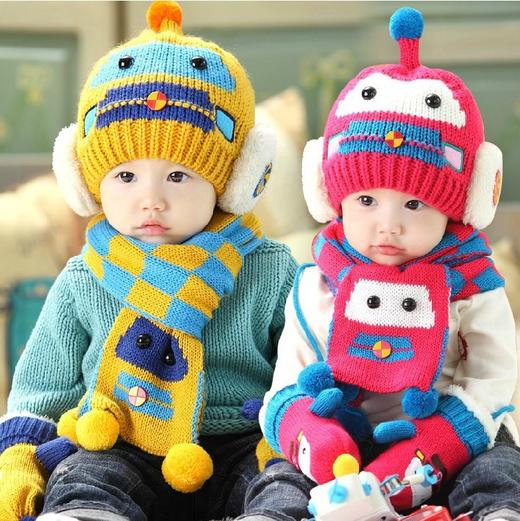 【母婴 】儿童帽子秋冬季加厚保暖宝宝帽子围巾2件套婴儿套头帽子 商品图0
