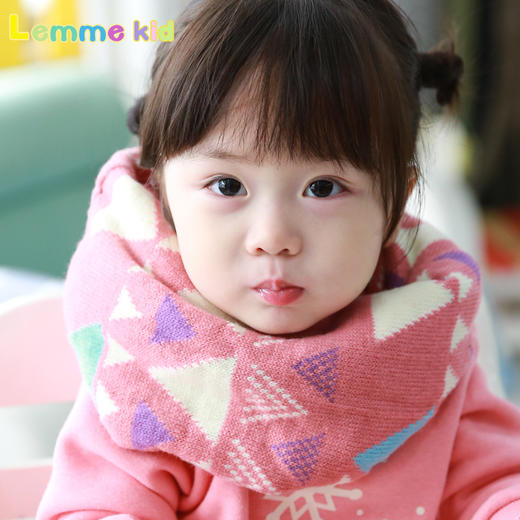 【围巾】韩版时尚几何图案可爱男女儿童围脖 冬季婴儿保暖针织围巾 商品图0