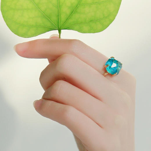 蓝托帕石好运戒指女生个性原创水晶镀金 商品图0