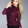 【服饰鞋包】秋季新品优雅气质OL长袖上衣修身立领蕾丝衫女装聚酯纤维 商品缩略图0