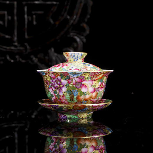 宝瓷林 珐琅彩金地万花小罗汉杯5头茶具 商品图1