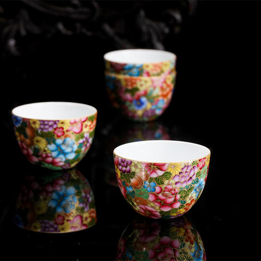 宝瓷林 珐琅彩金地万花小罗汉杯5头茶具 商品图2