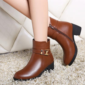 【服饰鞋包】女鞋秋冬款粗跟马丁靴大码皮靴女靴羊毛短靴女