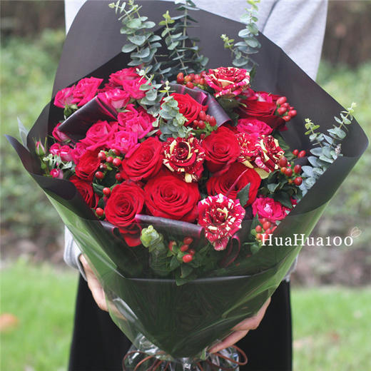 漂亮人生丨11朵红玫瑰红蔷薇花束 商品图2