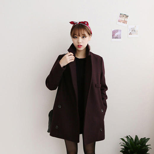 【服饰鞋包】。小个子女装外套宽松大码学院风中长款羊毛昵大衣 商品图0