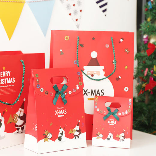 可爱圣诞派对系列礼品袋礼物袋可提立体折叠纸质礼物包装纸袋子