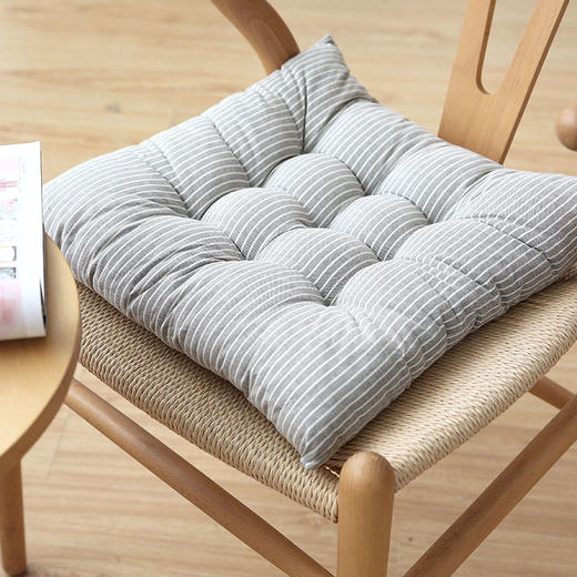 冬季保暖简约日系坐垫棉麻条纹坐垫小清新麻布小方块加厚餐椅垫