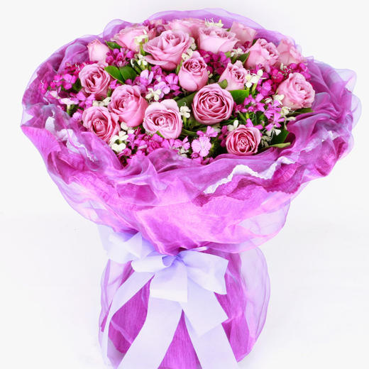 紫陌19朵紫玫瑰花束送女朋友老婆生日520表白情人节礼物同城送花母亲