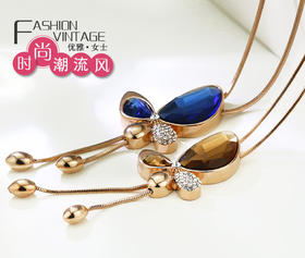 *新款蝴蝶毛衣链女韩版时尚百搭长款流苏衣服装饰品项链