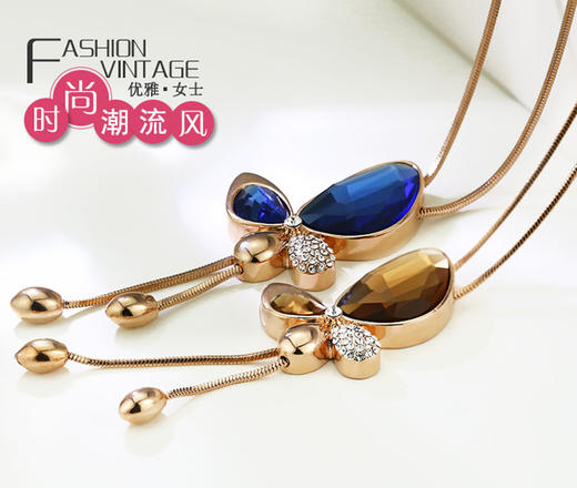 *新款蝴蝶毛衣链女韩版时尚百搭长款流苏衣服装饰品项链 商品图0