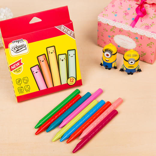 【画笔】儿童画笔12色圆形塑料蜡笔 安全无毒彩笔美术用品 商品图0