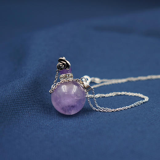 粉晶/东陵玉精油瓶   香氛锁骨链  s925银链  扩香项链 多人选 商品图1