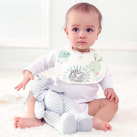 【母婴】秋冬季婴儿用品6层全棉婴幼儿 印花带暗扣宝宝口水巾