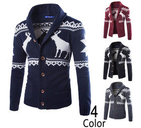 【服饰鞋包】男小鹿毛衣 圣诞男民族毛衣开衫男士欧美针织衫