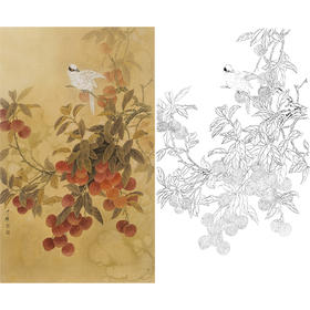 竖幅工笔花鸟白描底稿-周中耀-荔枝-DV04