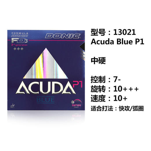 DONIC多尼克  Acuda Blue系列（P1  P2  P3） 乒乓反胶套胶 国球汇 商品图1