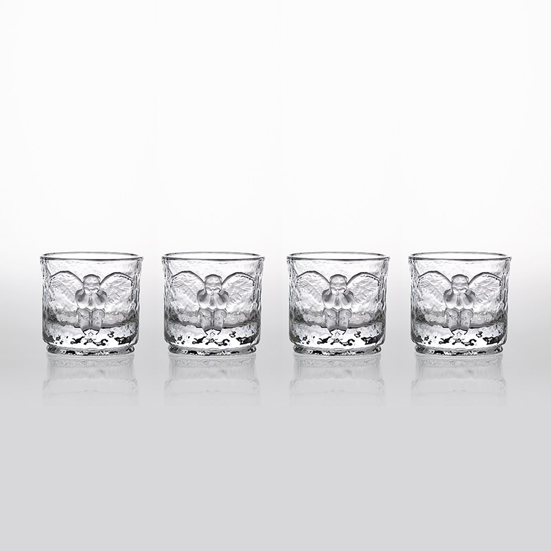 稀奇艺术女士威士忌杯玻璃杯天使浮雕玻璃杯洋酒杯水杯1盒四只装