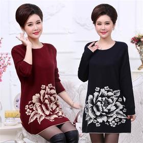 【服饰鞋包】新款韩版中老年妈妈装羊毛衫中长款中年女装秋冬装针织大码打底衫