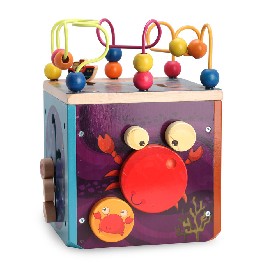 美国b.toys海底世界木立方木制多功能百宝箱绕珠