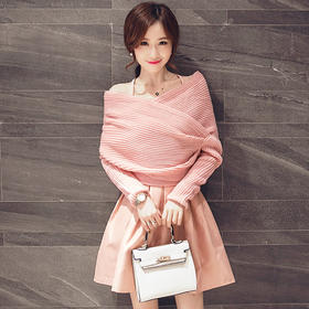 【服饰鞋包】秋冬新款不规则毛衣+吊带连衣裙俩件套女