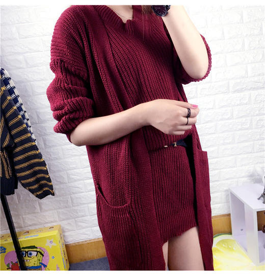 【服饰鞋包】针织套装女士两件套潮秋冬新款女装纯色长袖打底韩版开衫+连衣裙 商品图0