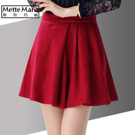 【服饰鞋包】半身裙短裙冬季 毛呢不对称压褶a字裙修身半截裙子