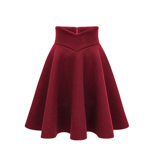 【百褶裙】秋冬款毛呢半身裙高腰蓬蓬A字加厚短裙百褶裙子  商品图0