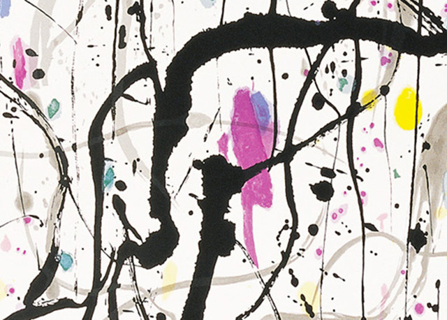 吴冠中紫藤丝网版签名