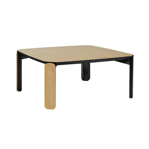 【Inyard】45度桌系列桦木多层板 白橡木实木腿 黑白矮方几 商品图0